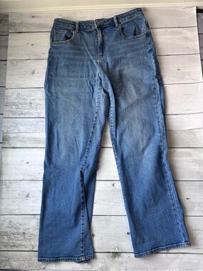 Buffalo Delia High Rise Wide Leg Jeans in Mid Blue Size 12